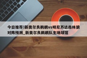 今日推荐!新奥尔良鹈鹕vs明尼苏达森林狼对阵预测_新奥尔良鹈鹕队主场球馆