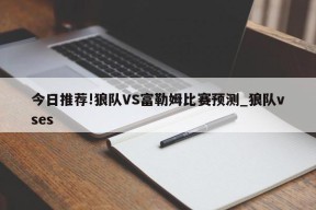 今日推荐!狼队VS富勒姆比赛预测_狼队vses