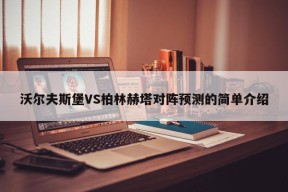 沃尔夫斯堡VS柏林赫塔对阵预测的简单介绍