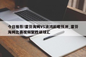 今日推荐!霍芬海姆VS波鸿前瞻预测_霍芬海姆比赛视频聚胜顽球汇